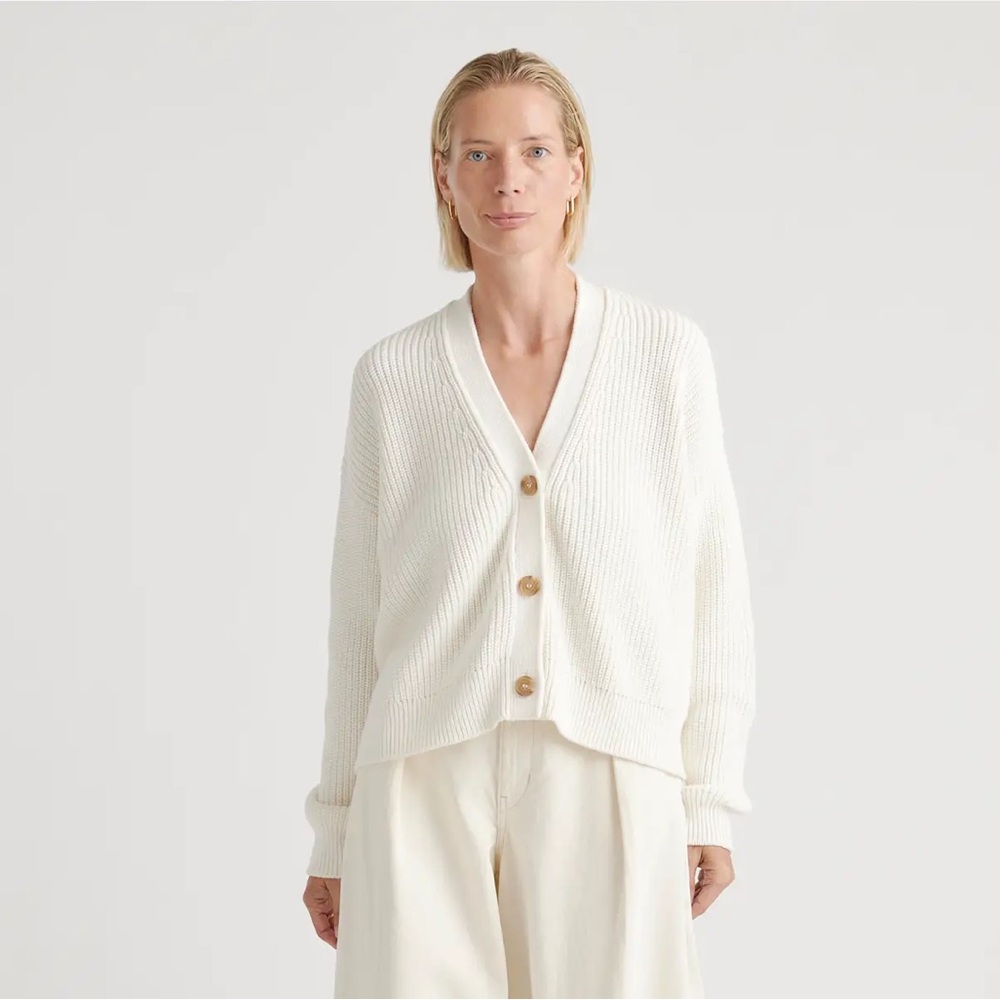 100% Organic Cotton Fisherman Boxy Cropped Cardigan